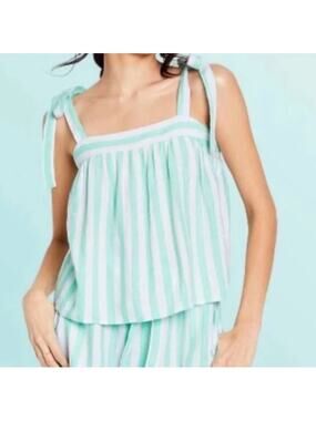 Stoney Clover Lane x Target Women's Mint Green & White Linen Striped Top Size XS
